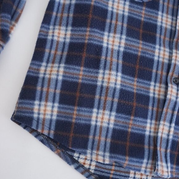VTG '90S Urban Ridge Navy Blue Plaid Outdoors Warm Button Up Flannel Shirt 2XL - Picture 8 of 11